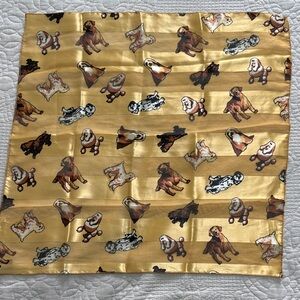 Dog Print Vintage Gold Scarf neck, head, purse scarf ✨